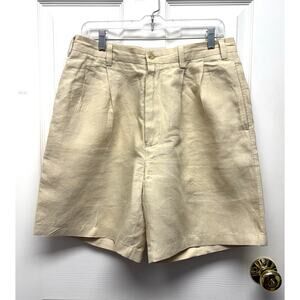 Daniel Cremieux Shorts 100% Linen Pleated Tan Classic Summer Men’s Size 33